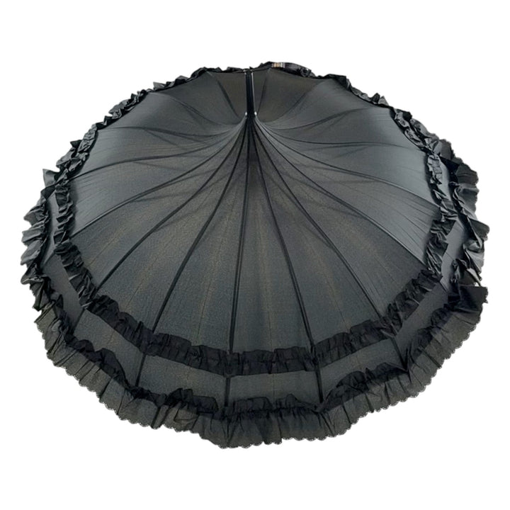 Boutique Frilled Pagoda Umbrella Black