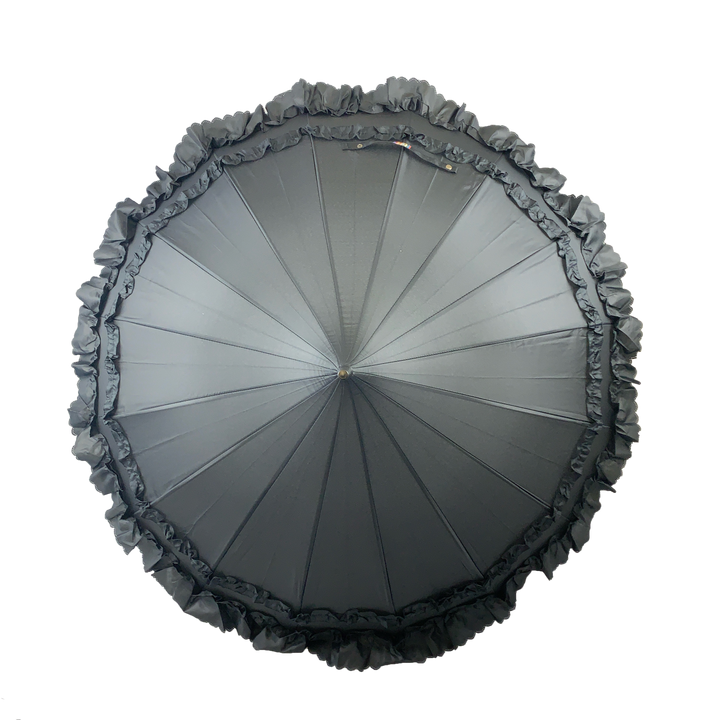 Boutique Frilled Pagoda Umbrella Black