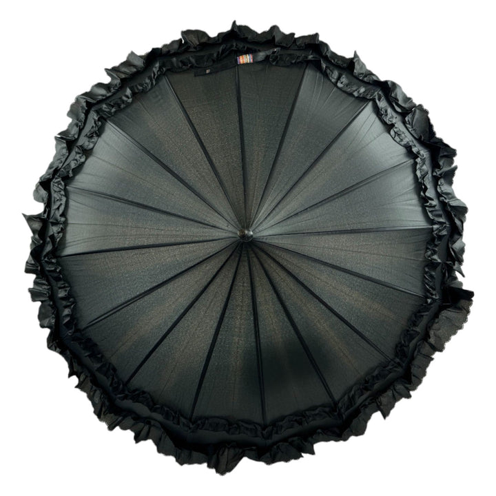 Boutique Frilled Pagoda Umbrella Black