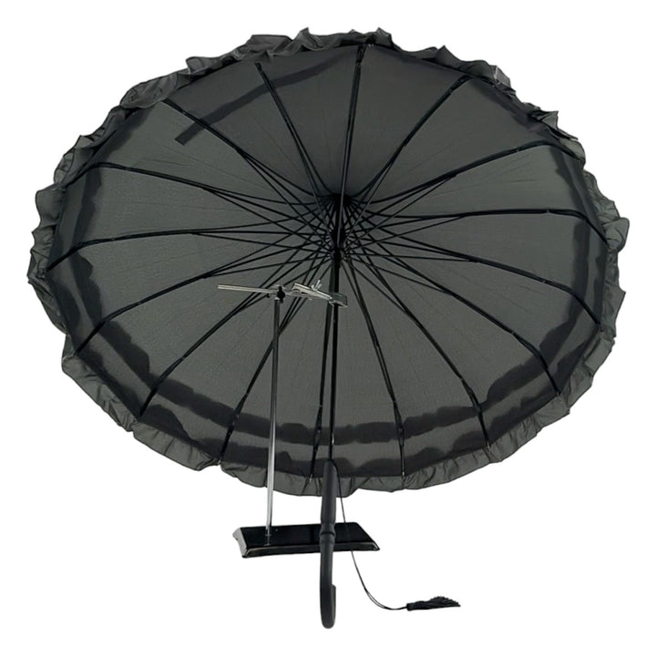 Boutique Frilled Pagoda Umbrella Grey