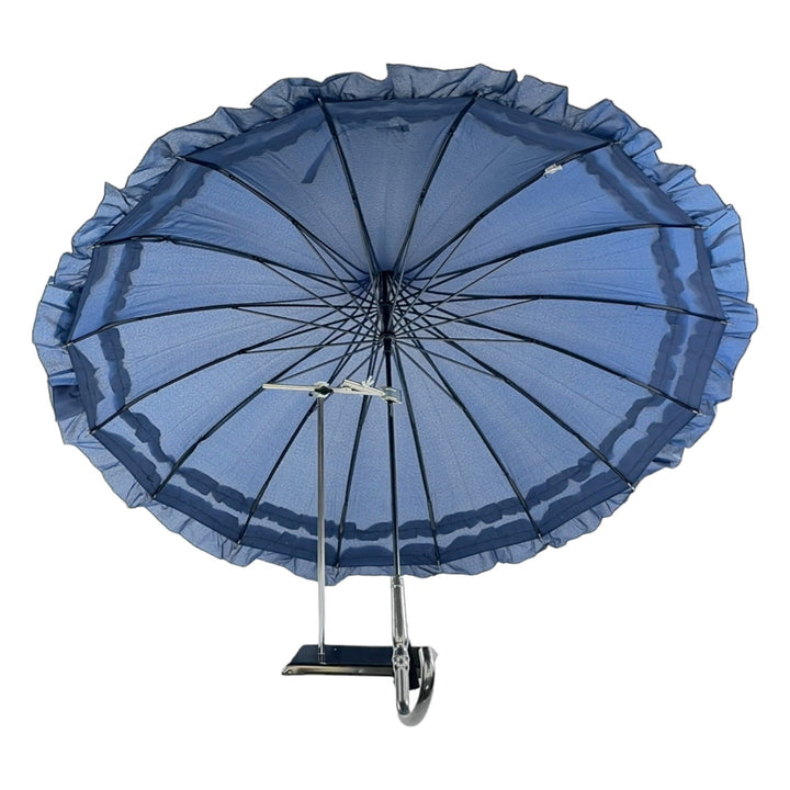 Boutique Frilled Pagoda Umbrella  Navy