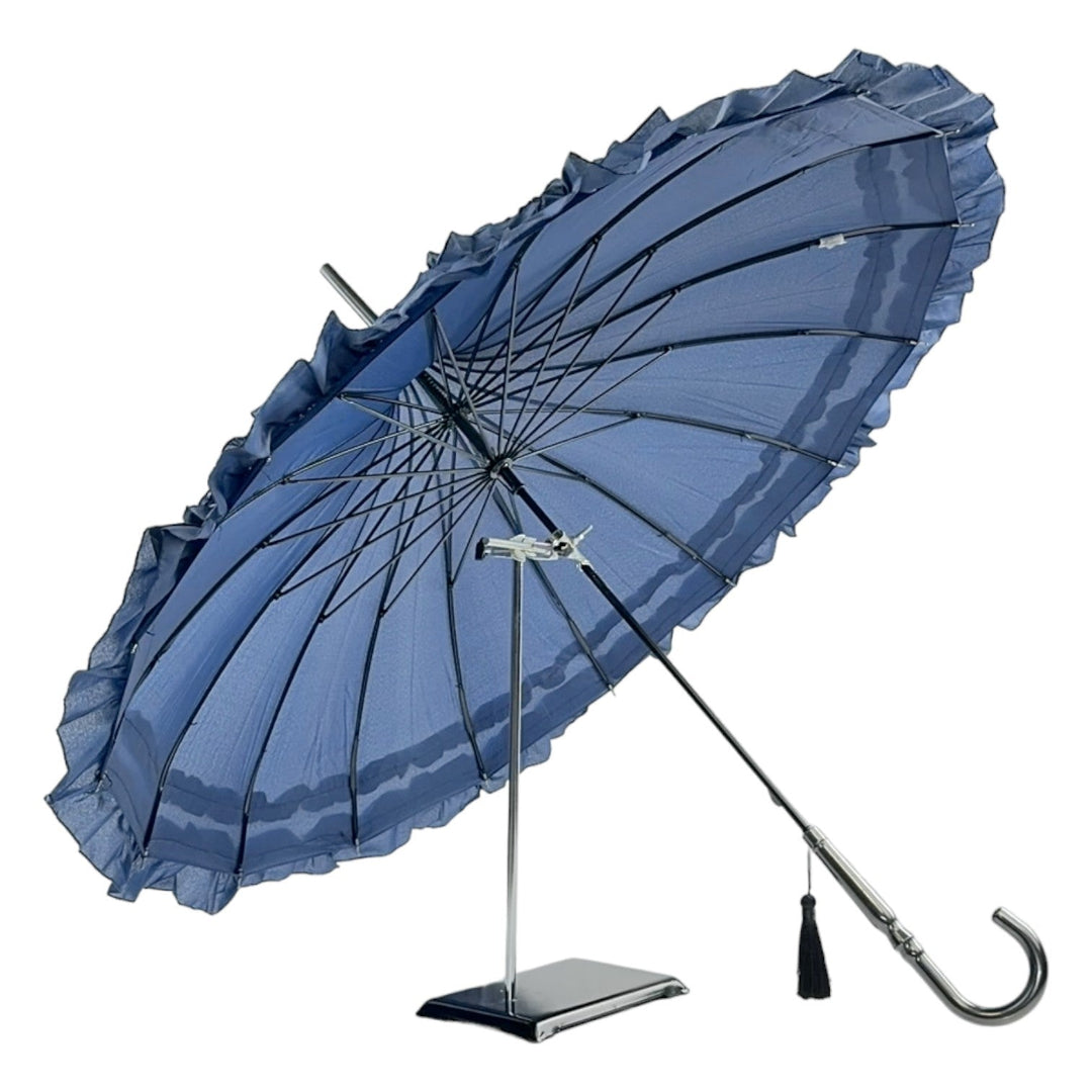 Boutique Frilled Pagoda Umbrella  Navy