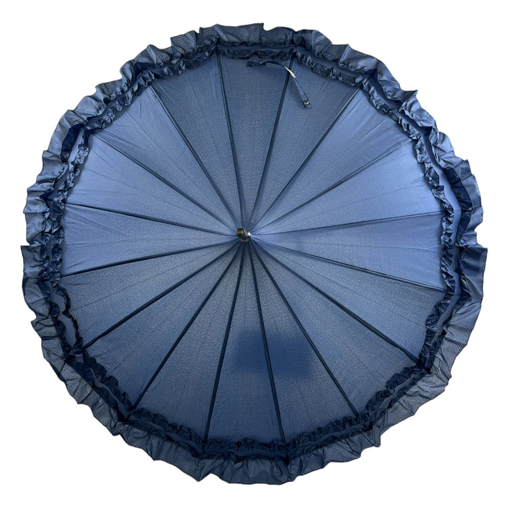 Boutique Frilled Pagoda Umbrella  Navy