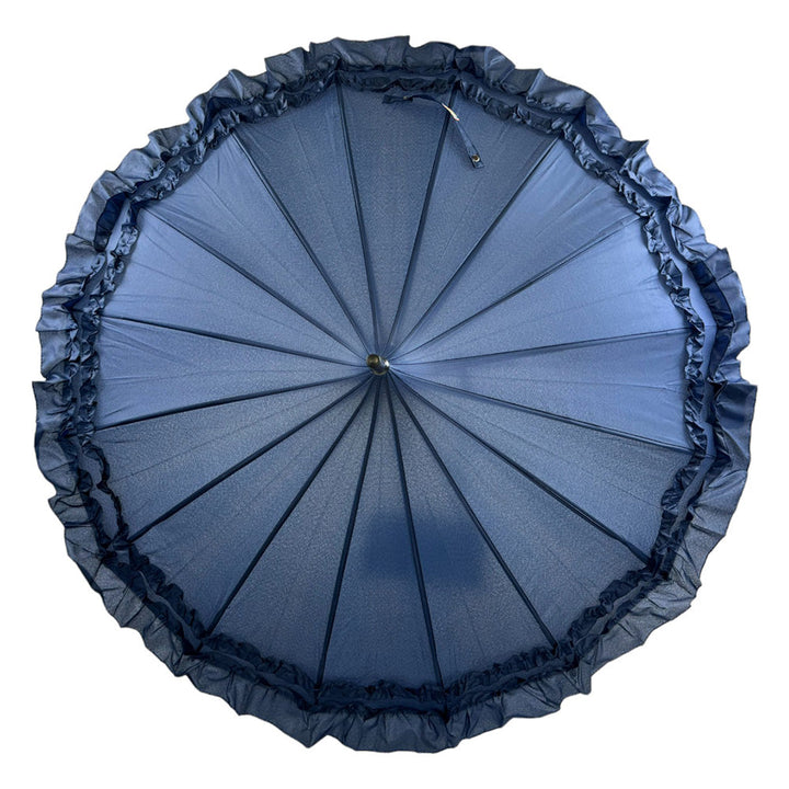 Boutique Frilled Pagoda Umbrella  Navy