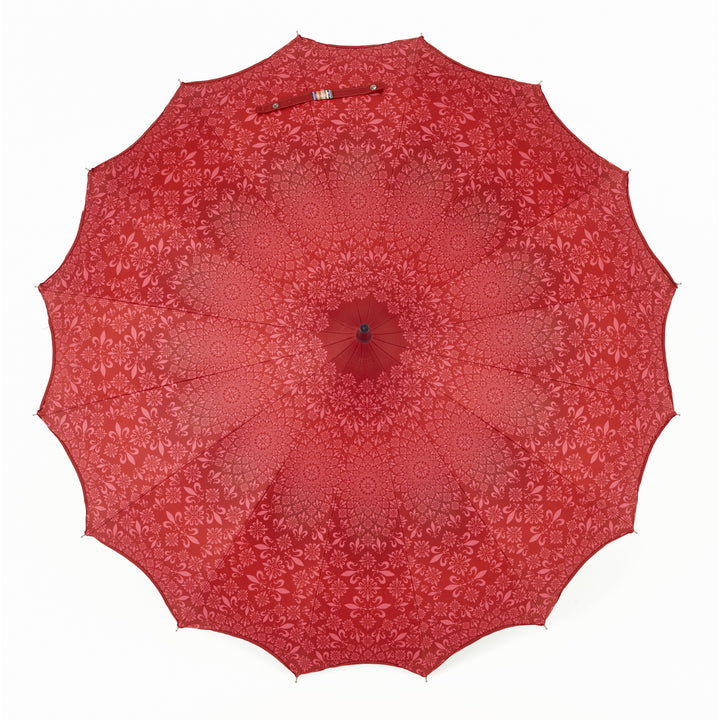 Boutique Patterned Pagoda with Scalloped edge Red