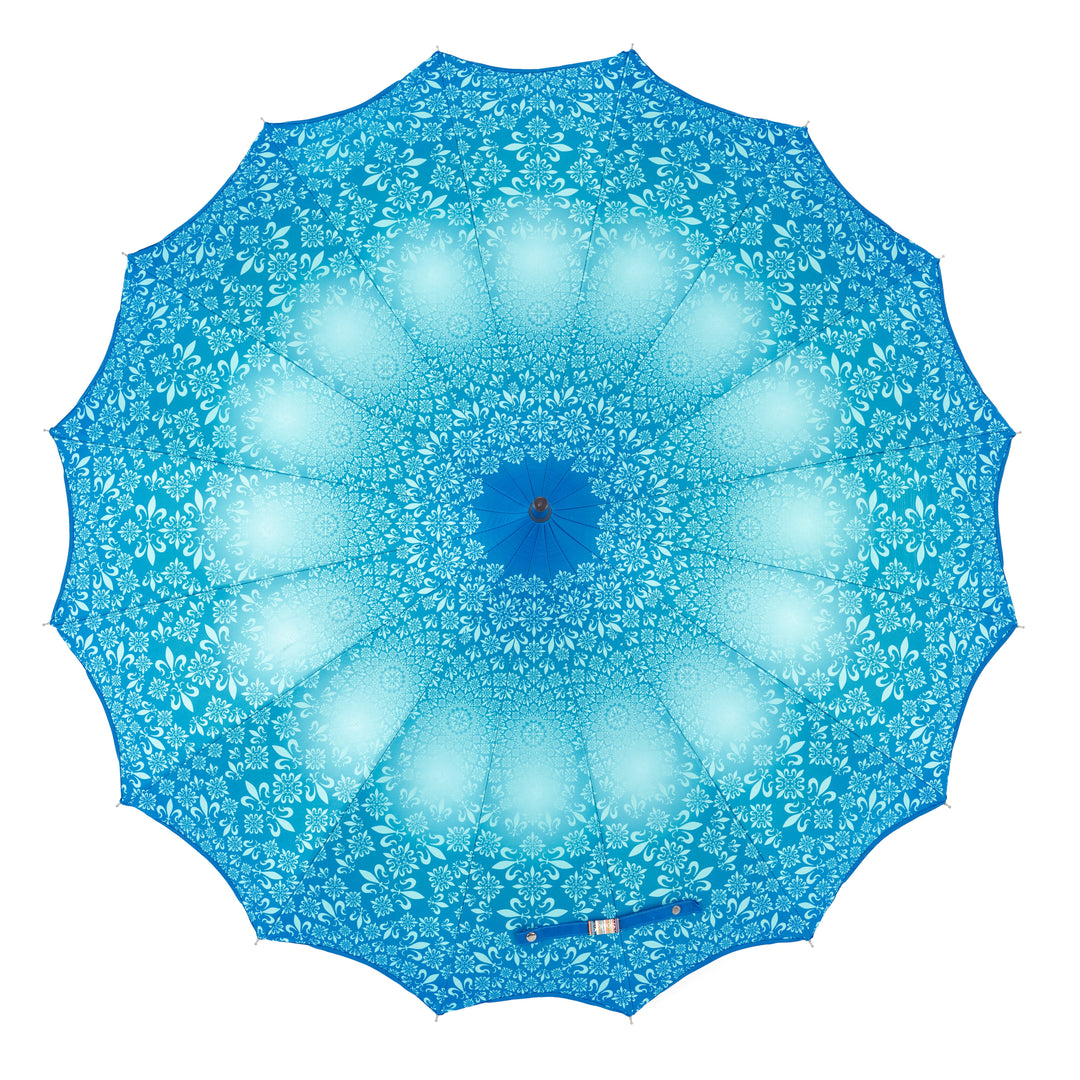 Boutique Patterned Pagoda with Scalloped edge Teal