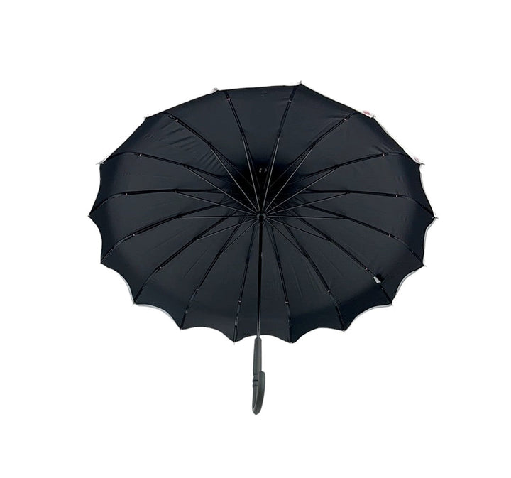 Boutique Polka Dot Ribbed Pagoda Umbrella Pink