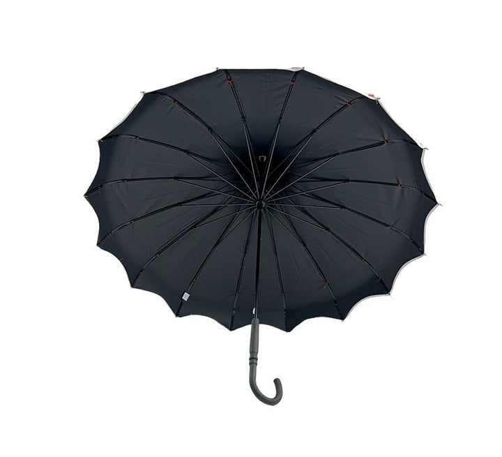 Boutique Polka Dot Ribbed Pagoda Umbrella Red