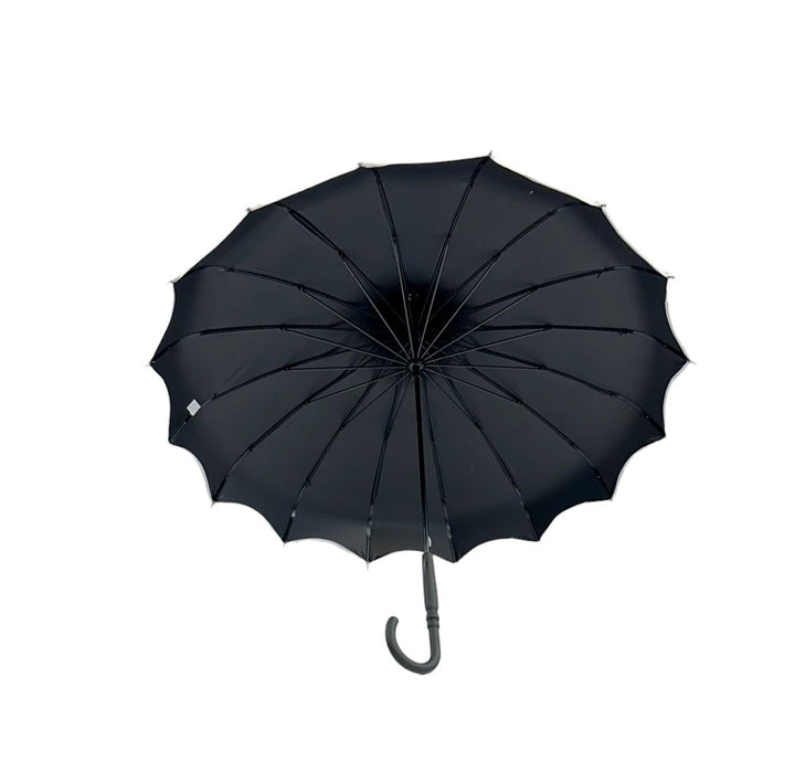 Boutique Polka Dot Ribbed Pagoda Umbrella Yellow