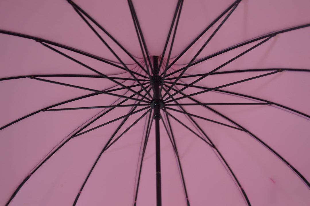 Boutique RIBBED Pagoda Umbrella Pink