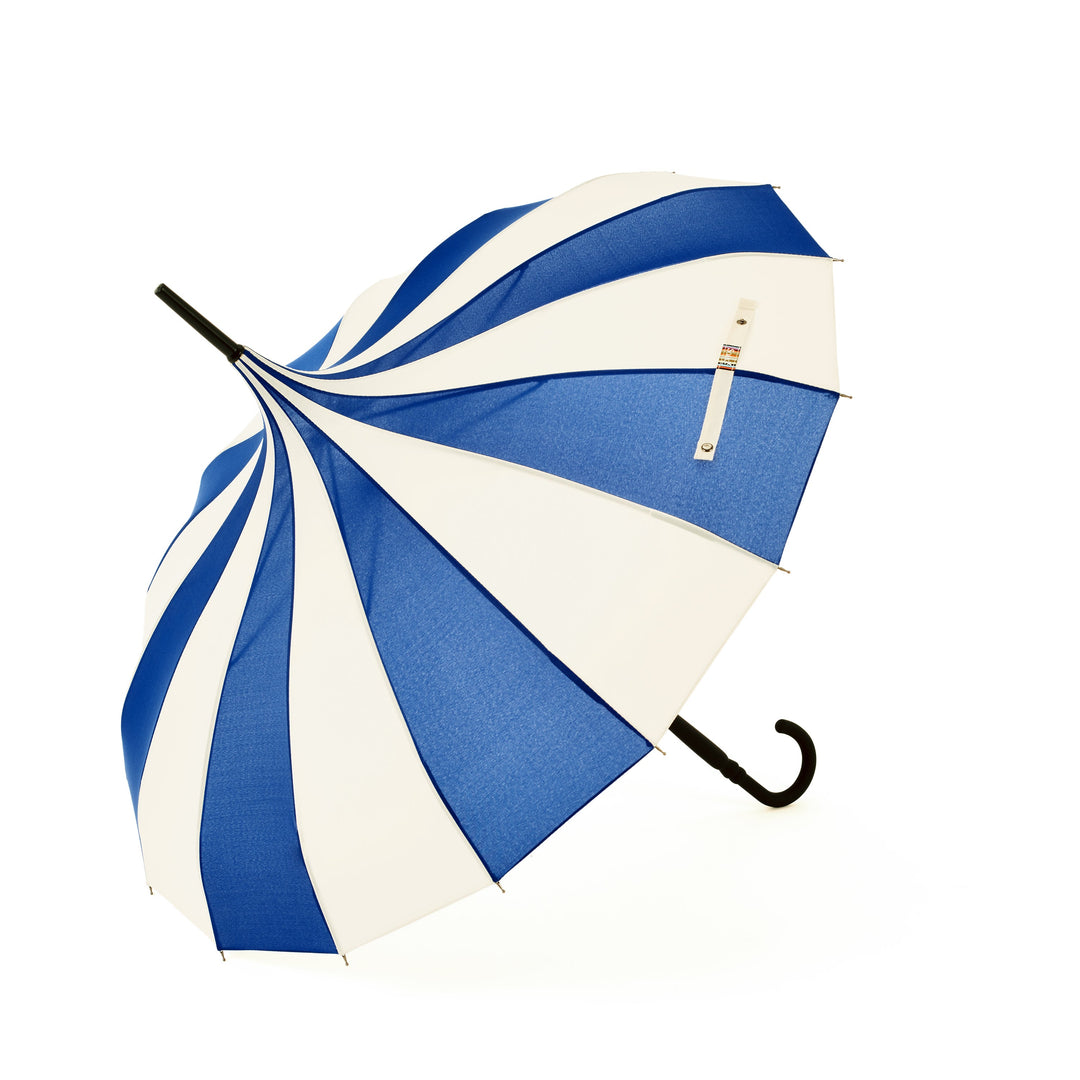 Boutique Classic Pagoda Umbrella in  Blue and Cream