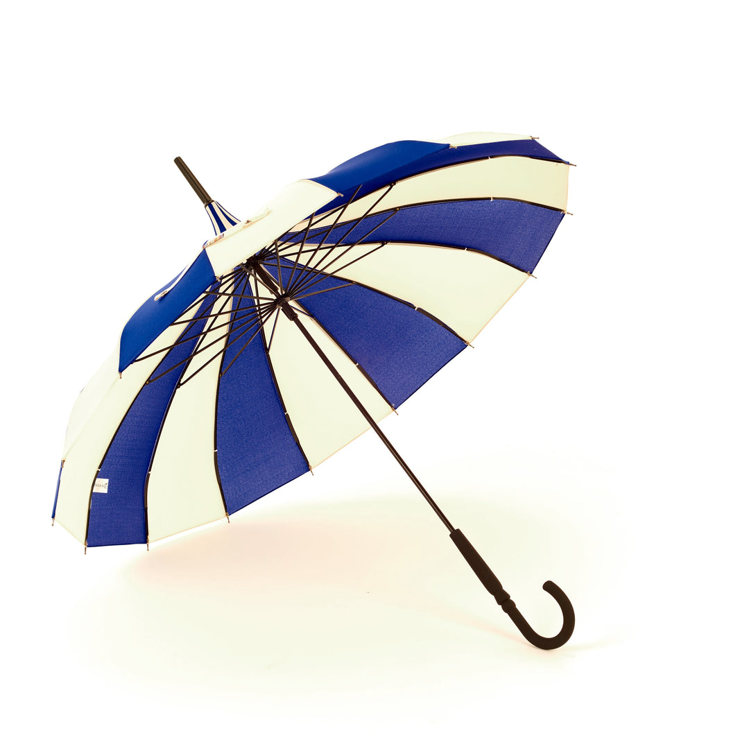 Boutique Classic Pagoda Umbrella in  Blue and Cream