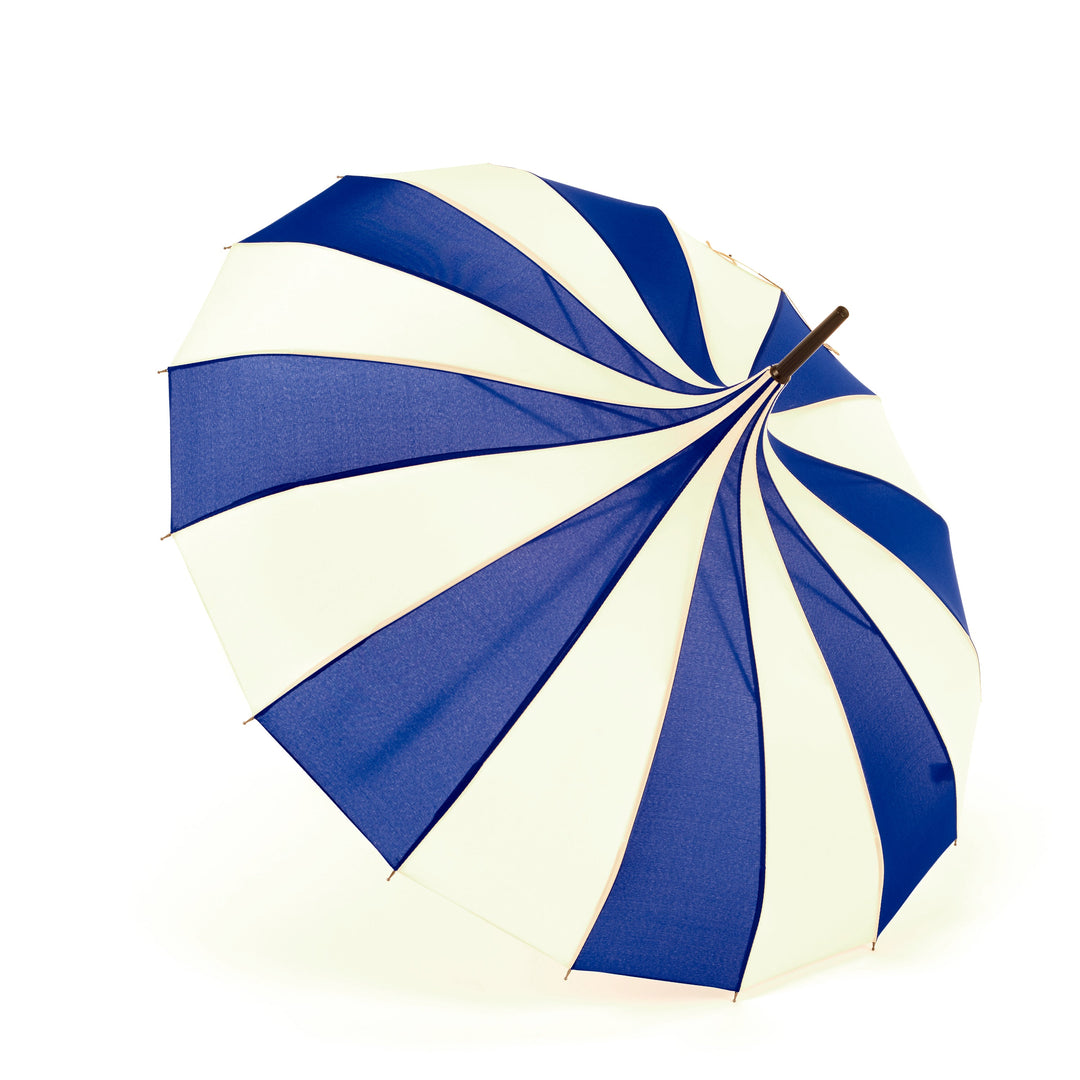 Boutique Classic Pagoda Umbrella in  Blue and Cream