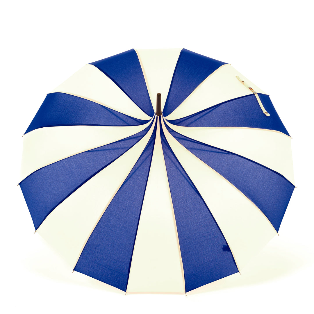 Boutique Classic Pagoda Umbrella in  Blue and Cream