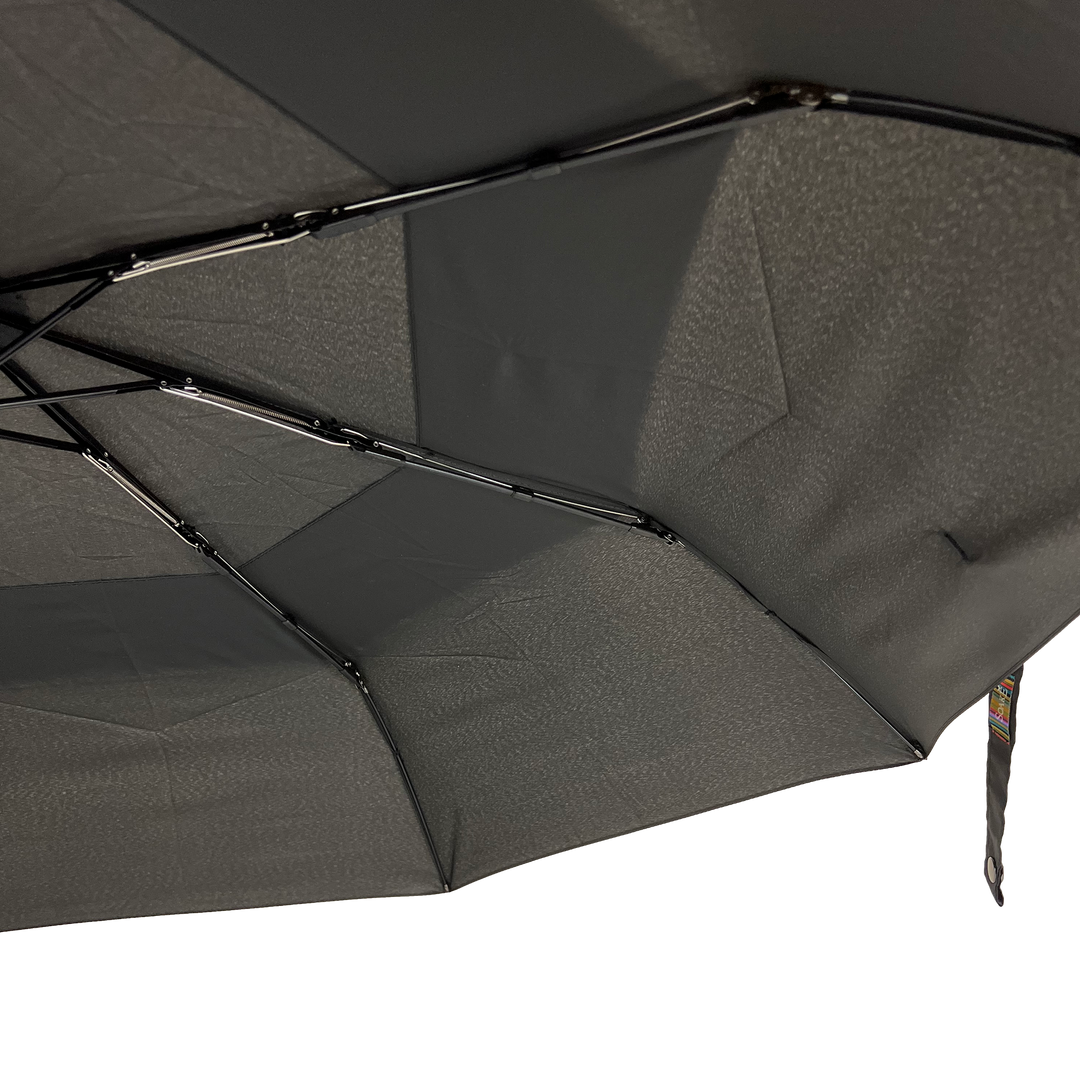 Gents Auto Compact Umbrella Black (Wood effect/Matt ABS handle)