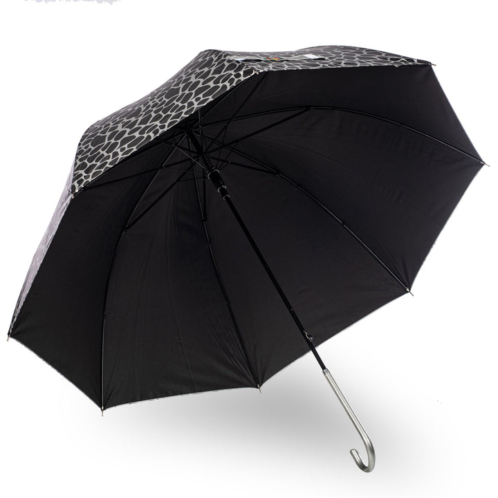 Everyday Giraffe Print (Metallic) Silver Stick Umbrella