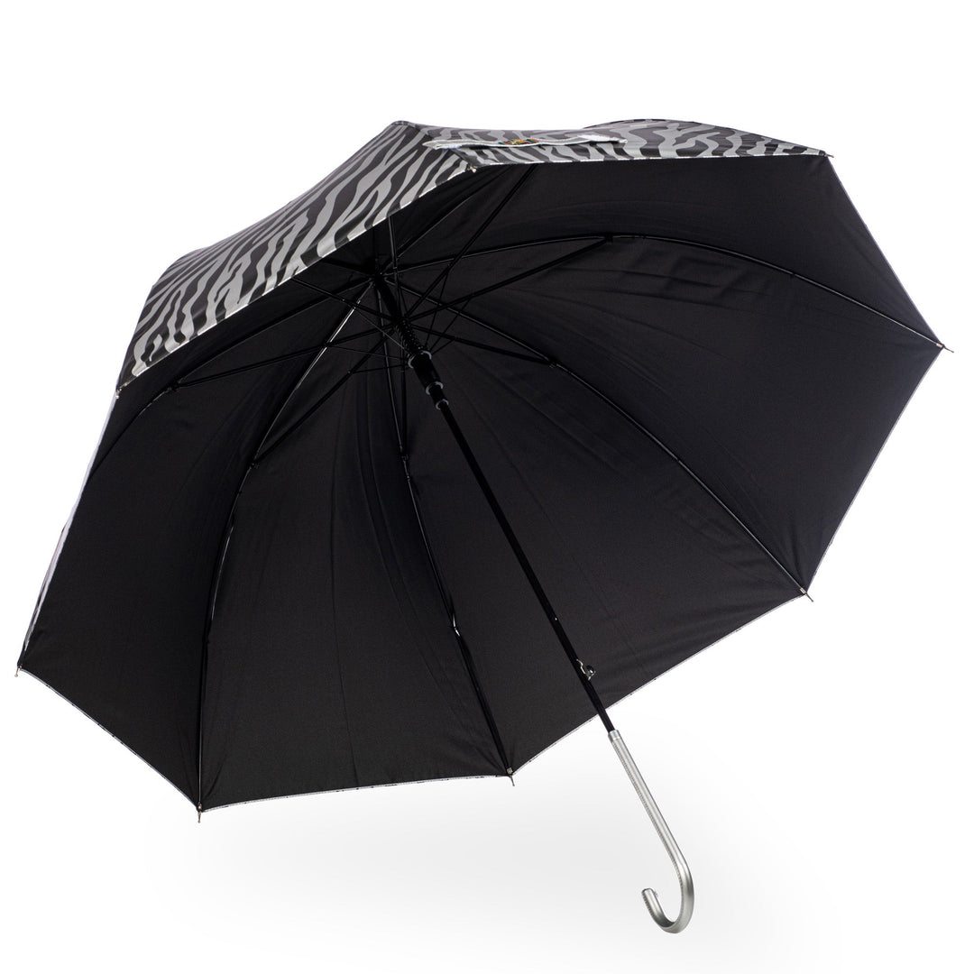 Everyday Zebra Print (Metallic) Silver Stick Umbrella
