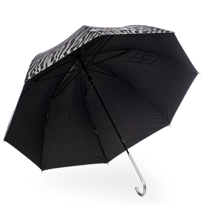 Everyday Zebra Print (Metallic) Silver Stick Umbrella