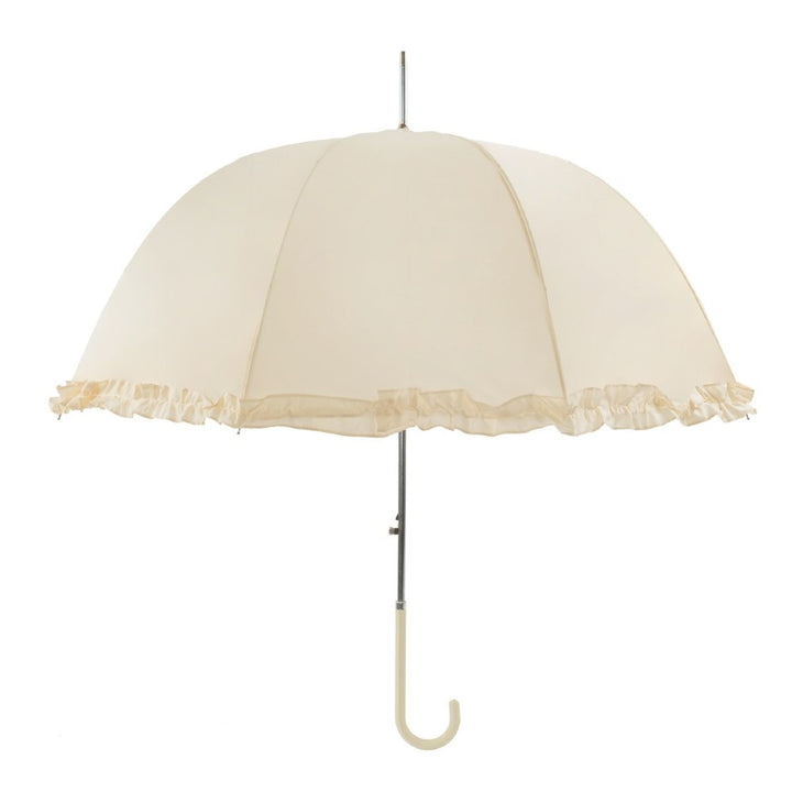 Luxury Frilled Ivory Wedding Umbrella Front View