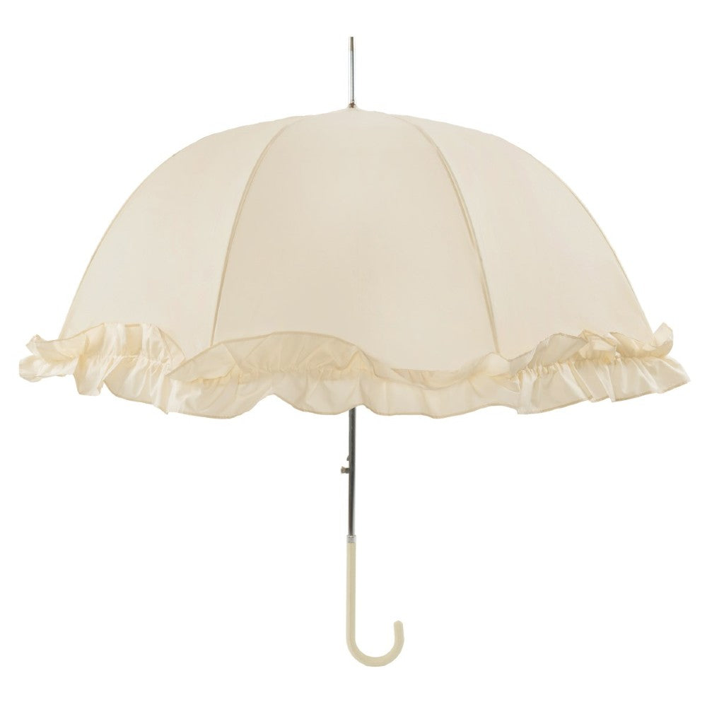 Large Frilled Ivory Wedding Umbrella Front