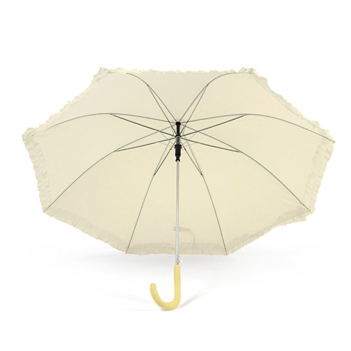Budget Ivory Wedding Umbrella with Frill Under Canopy