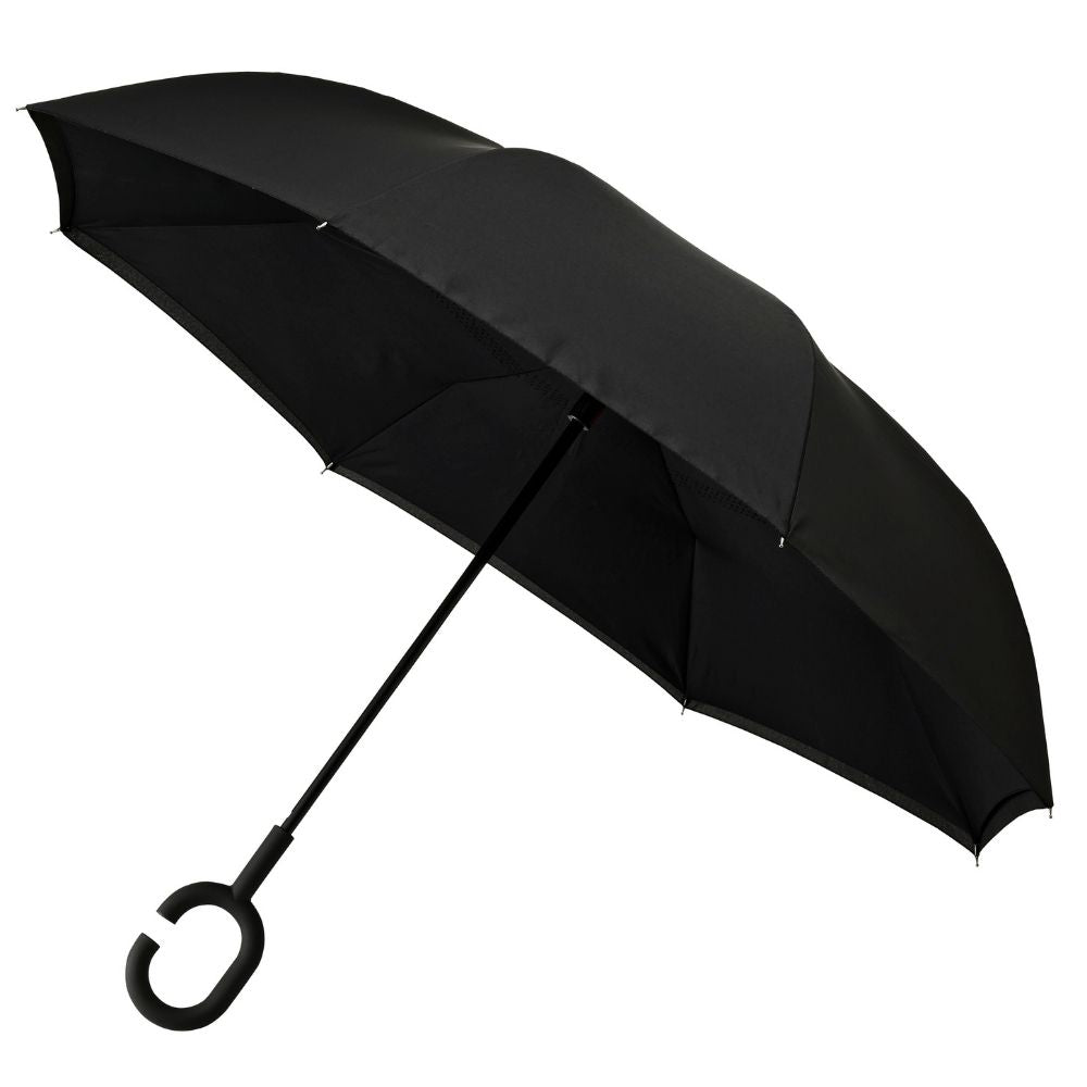 Black & Black Windproof Inside Out umbrella Side View