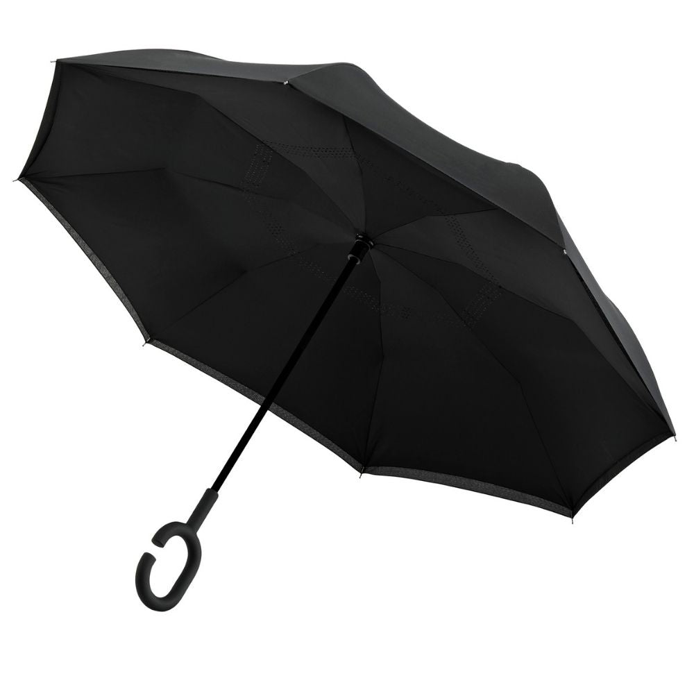 Black & Black Windproof Inside Out umbrella Under Canopy