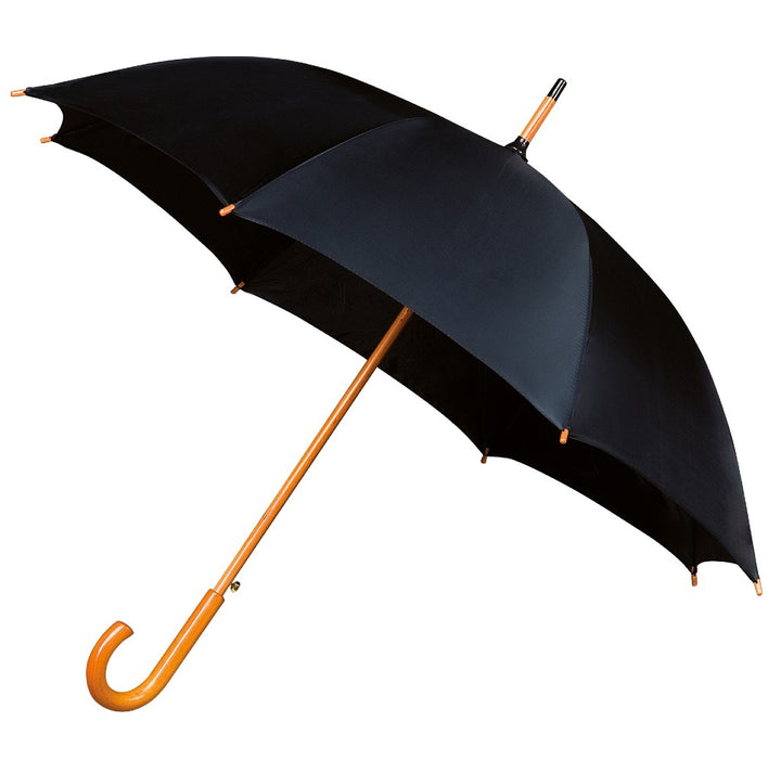 Black Wood Stick Walking Umbrella Side Canopy