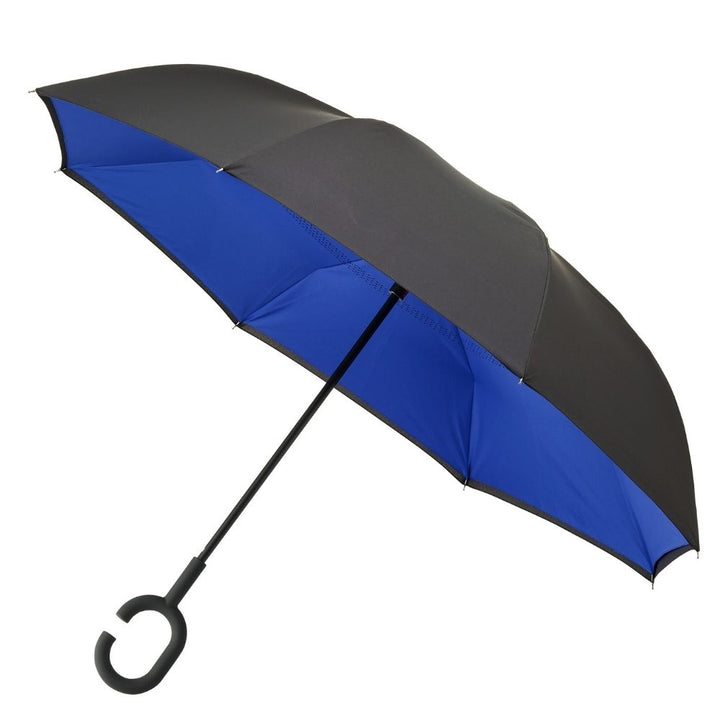 Black & Blue Windproof Inside Out umbrella Side Canopy