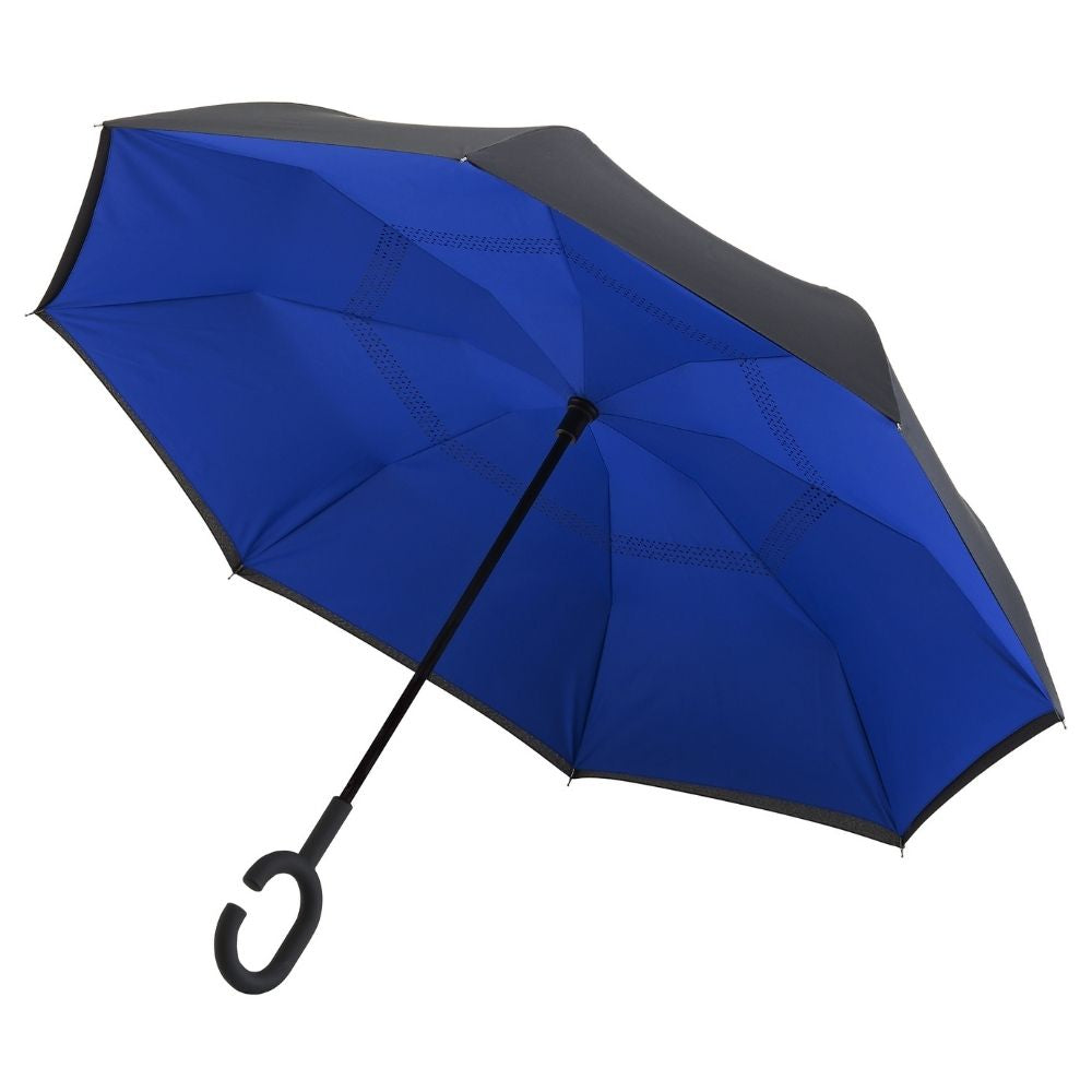 Black & Blue Windproof Inside Out umbrella Side Canopy