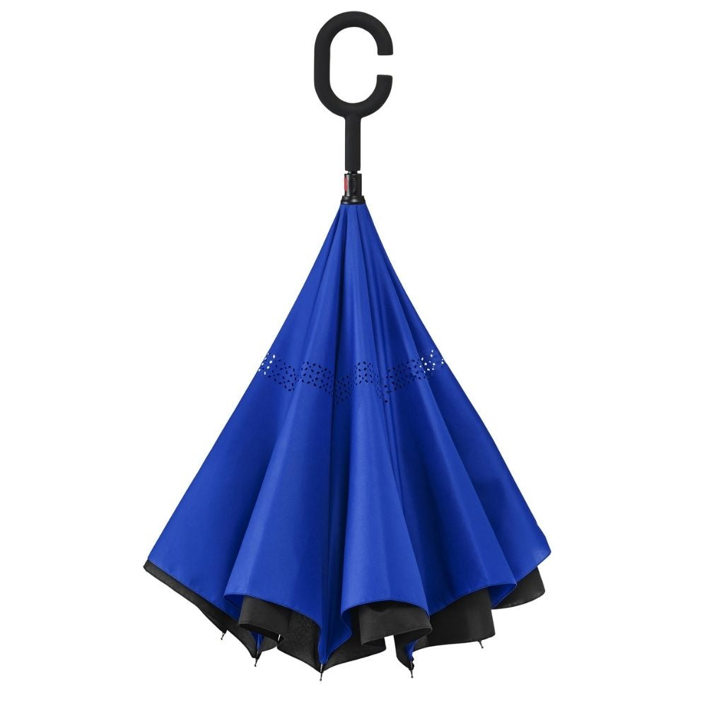 Black & Blue Windproof Inside Out umbrella Handle