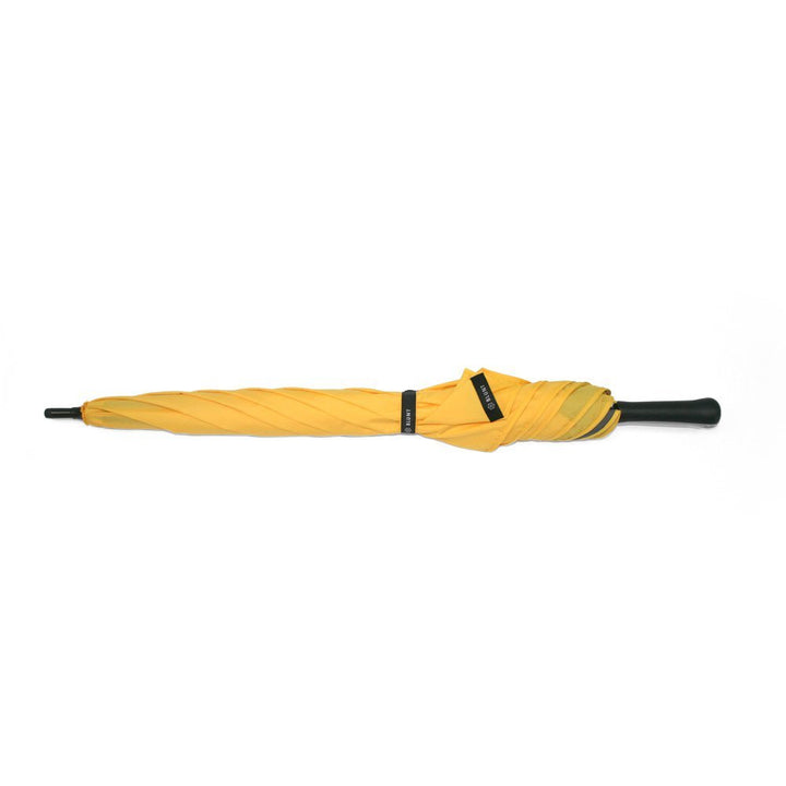 Branded Classic Windproof Yellow Blunt Umbrella Flat Lay Closed