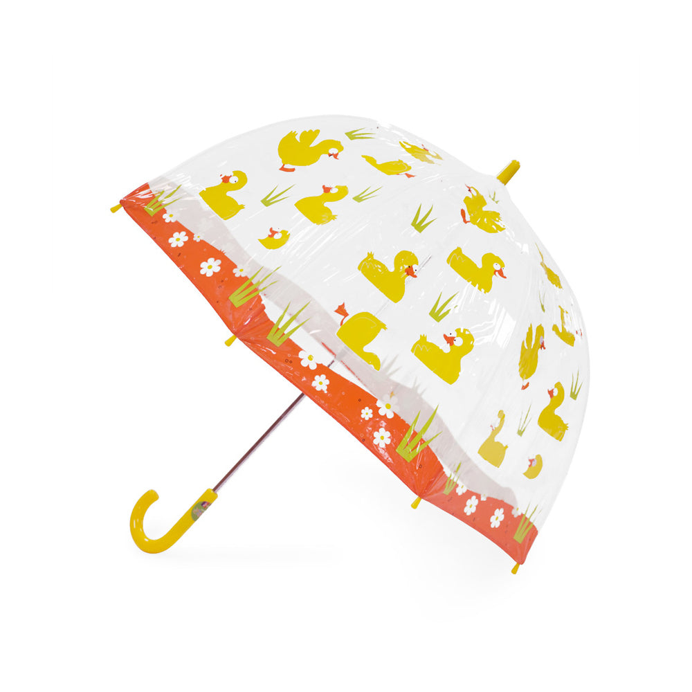 Bugzz Clear Ducks Print Transparent and Yellow Kids Umbrella Side Canopy