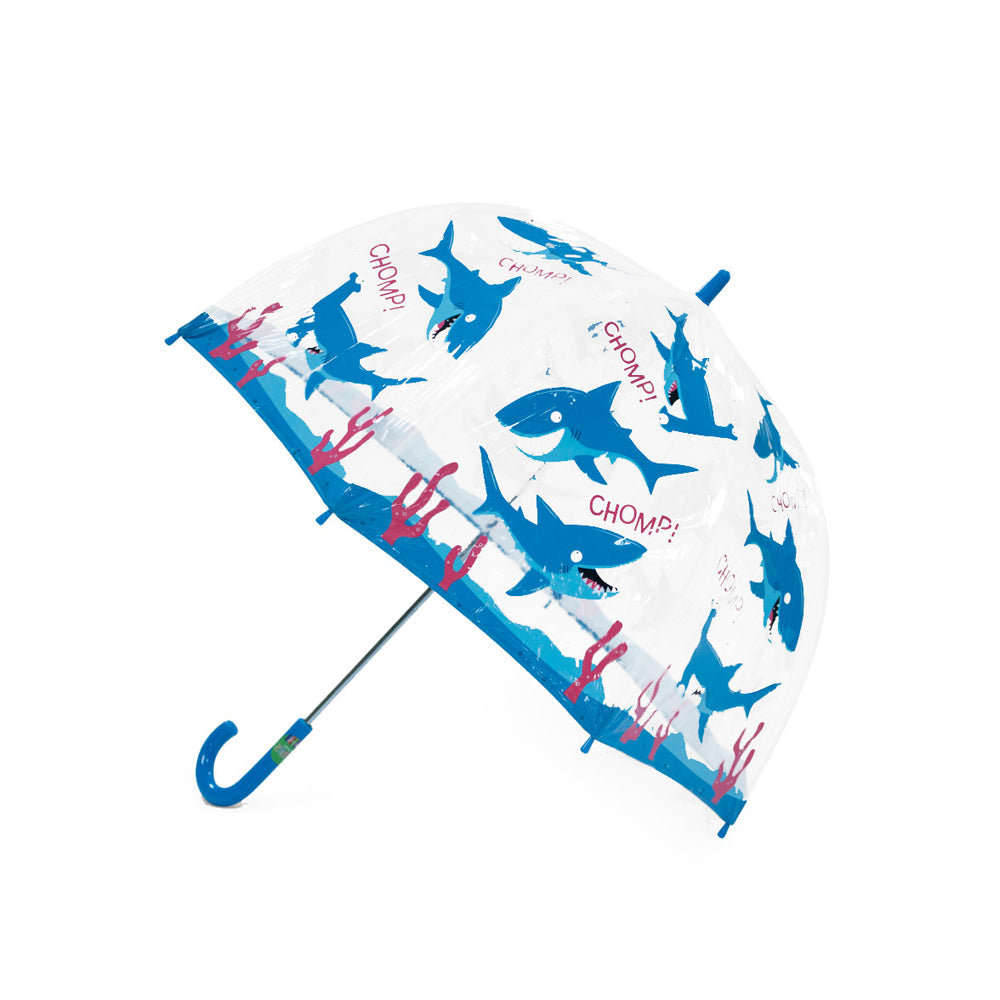 Bugzz Clear Shark Print Kids Umbrella Side Canopy