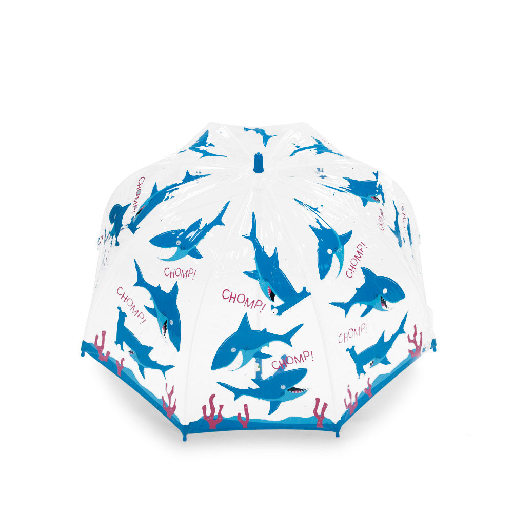 Bugzz Clear Shark Print Kids Umbrella Top Canopy