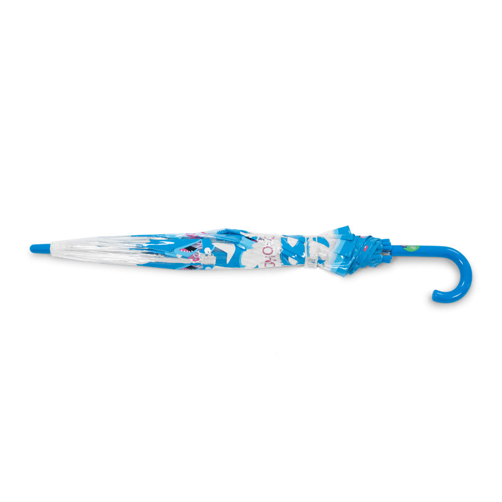 Bugzz Clear Shark Print Kids Umbrella Under Canopy