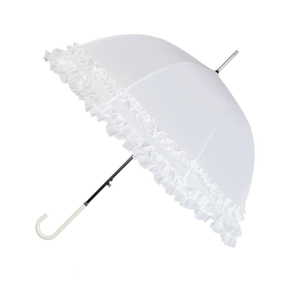 Large Double Frilled White Wedding Umbrella Side Canopy