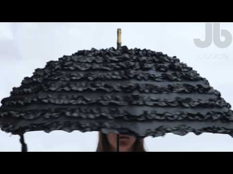 Black Wedding Pagoda Umbrella FIFI Frill with Tassell