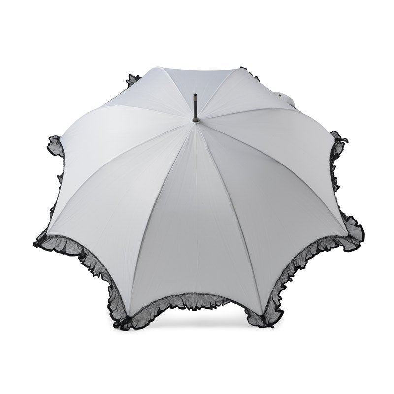 Scalloped with Lace Trim White Wedding Umbrella Top Canopy