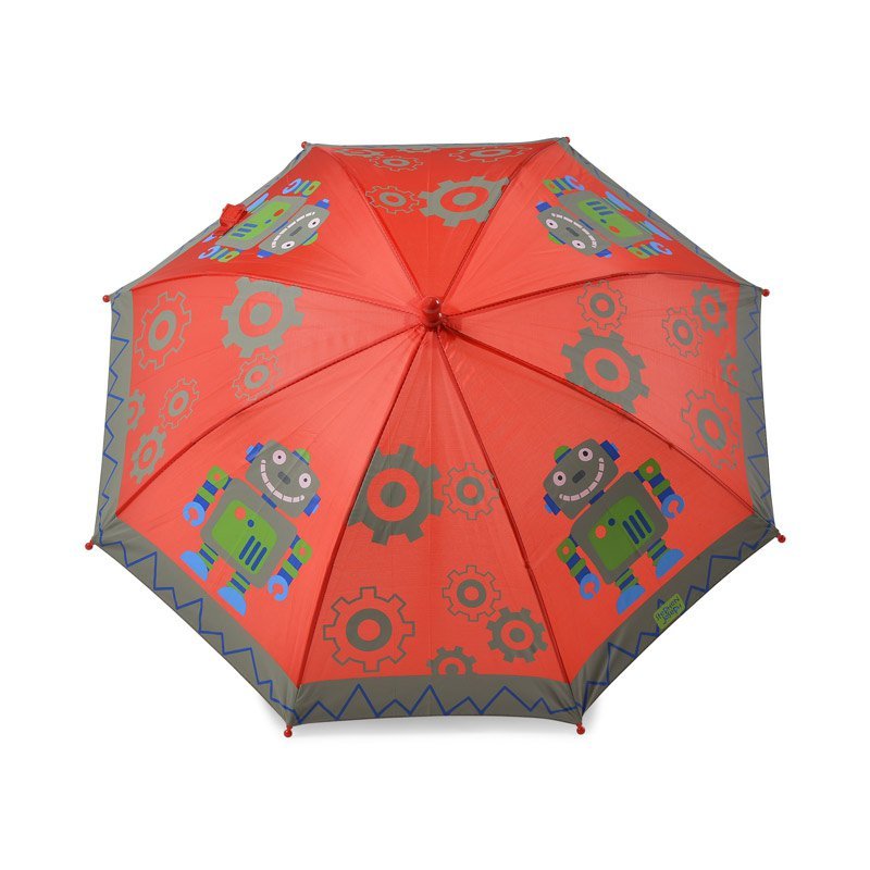 Robot Print Red Kids Umbrella Top Canopy