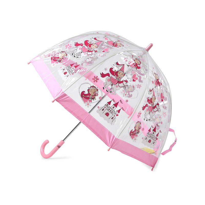 Bugzz Clear Princess Print Transparent and Pink Kids Umbrella Side Canopy