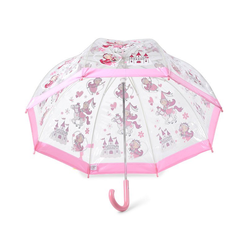 Bugzz Clear Princess Print Transparent and Pink Umbrella Under Canopy