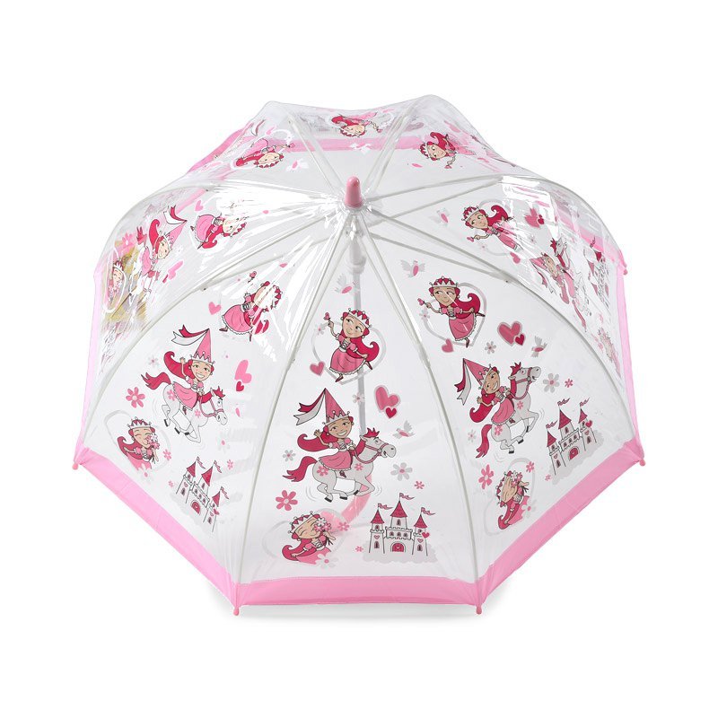 Bugzz Clear Princess Print Transparent and Pink Umbrella Top Canopy