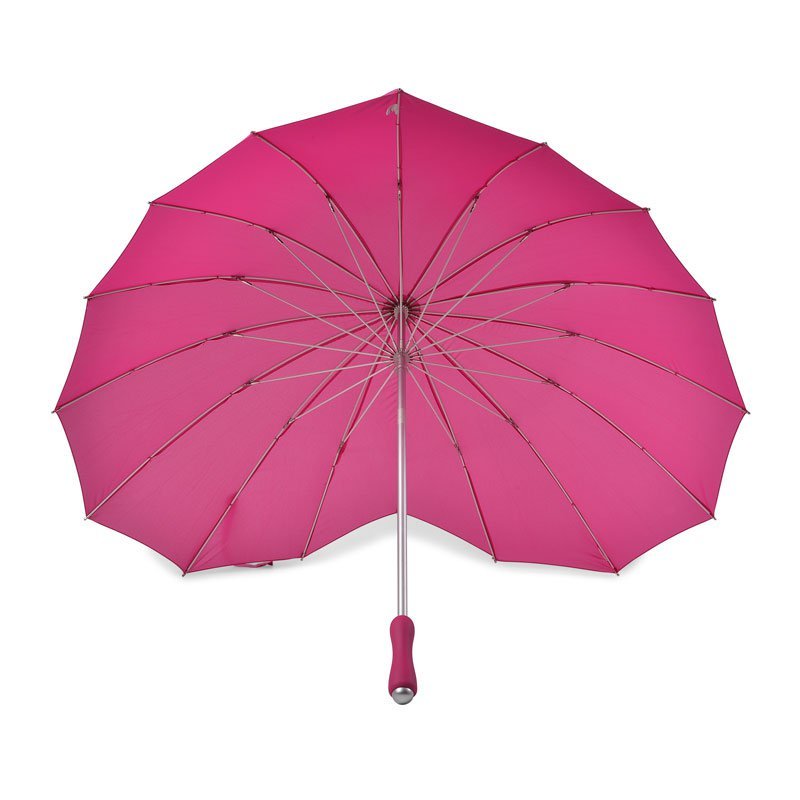Hot Pink Heart Shaped Ladies Umbrella Under Canopy