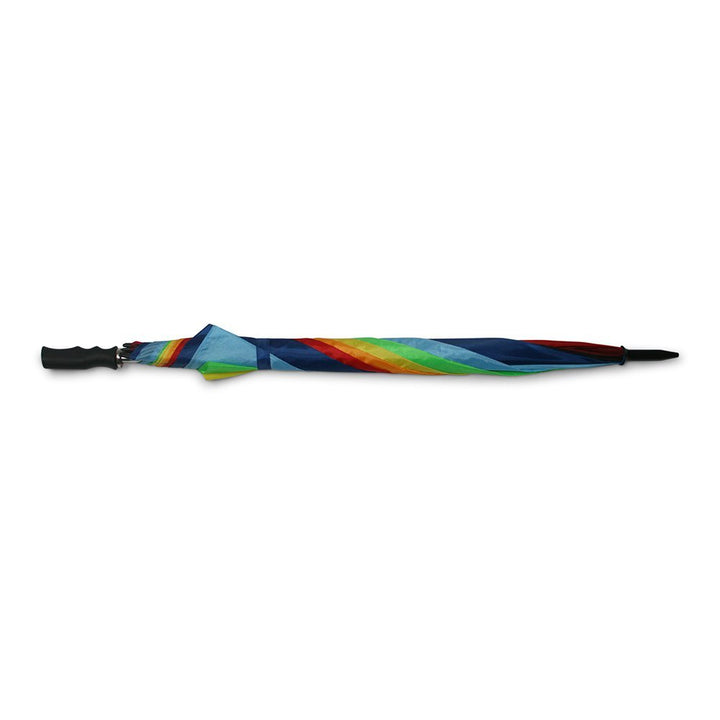 Eight Colour Cheap Rainbow Golf Umbrella Flat Lay Closed