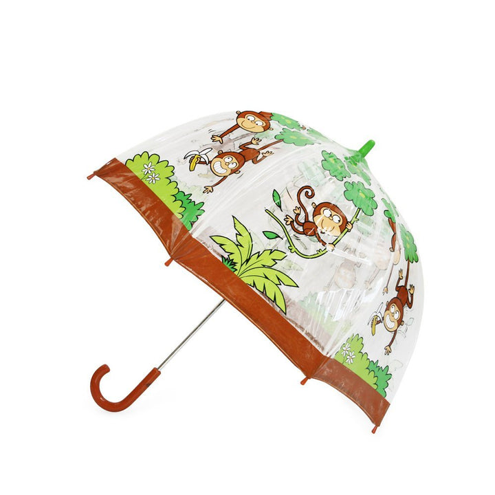 Bugzz Monkey Print Clear Dome Kids Umbrella Side Canopy