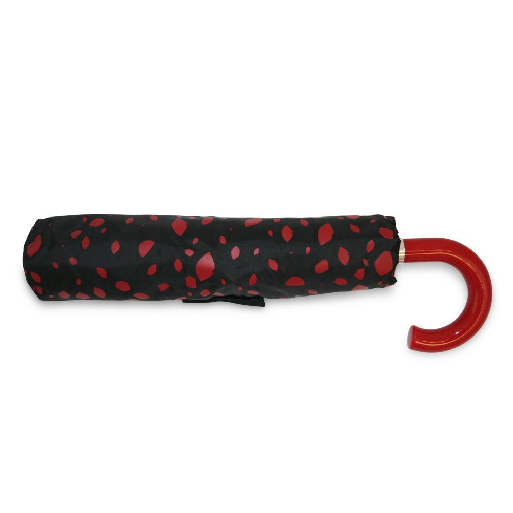 Lulu Guinness Roughly Cut Out Spot Red Superslim Compact Umbrella Flat Lay Closed