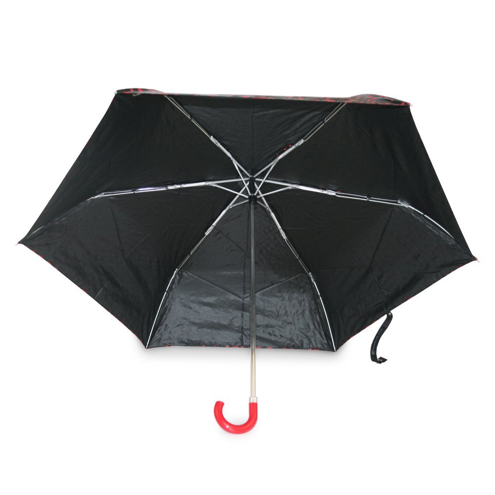 Lulu Guinness Roughly Cut Out Spot Red Superslim Compact Umbrella Under Canopy