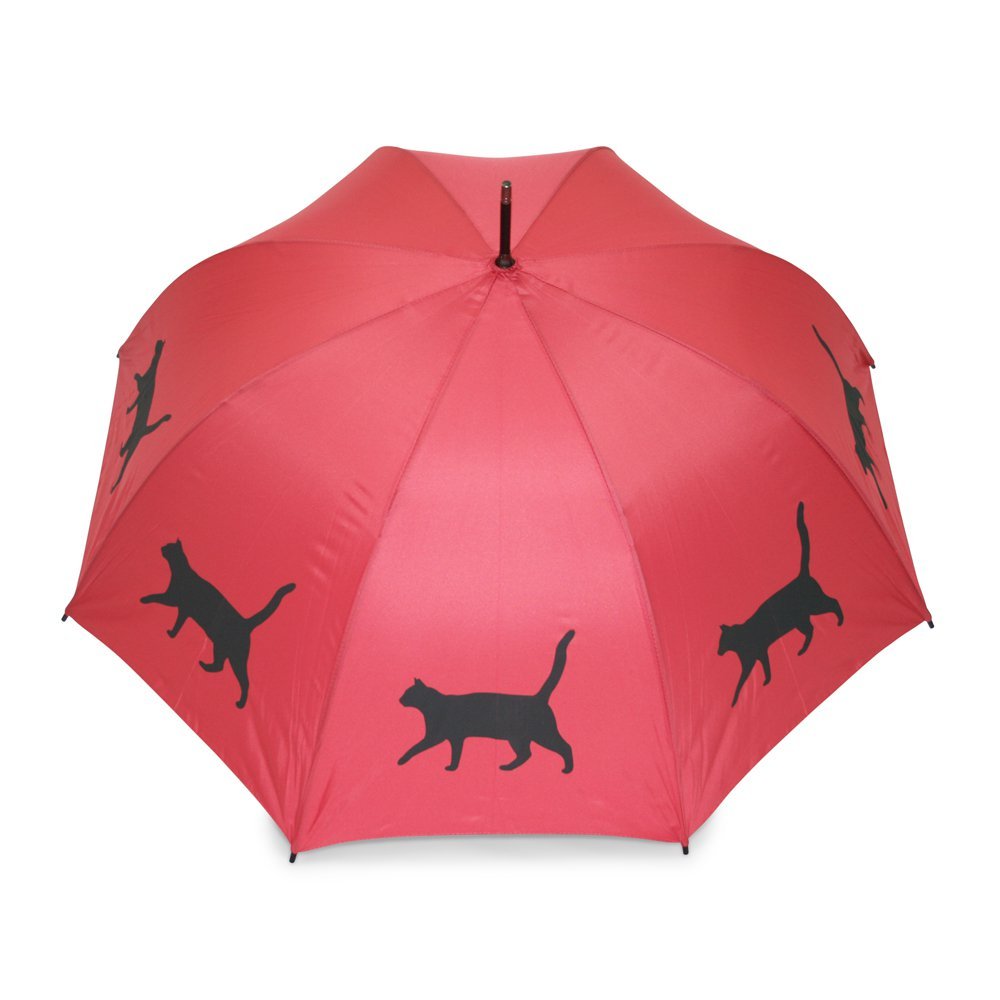 Cat Black on Red Umbrella UK Top Canopy