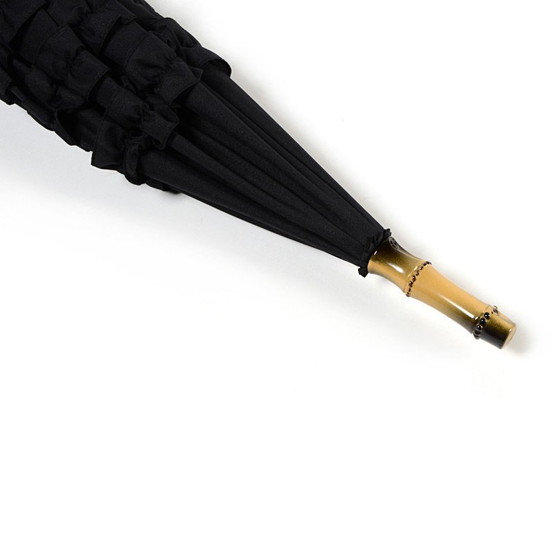 FiFi Frill with Tassell Pagoda Black Wedding Umbrella Tip